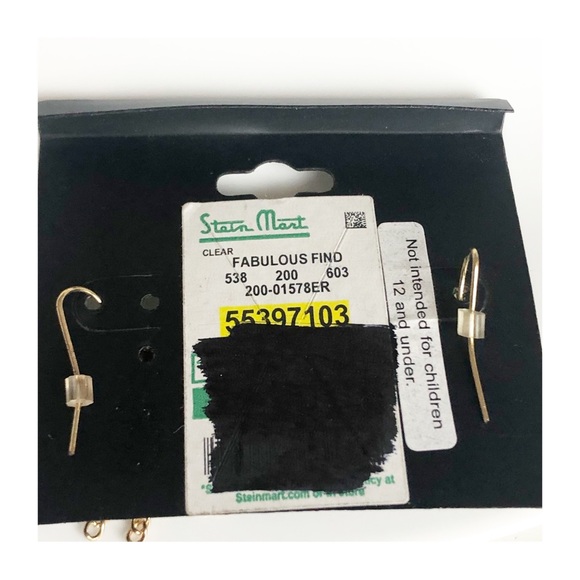 NWT Studio Select Clear Beaded Dangle Earrings with Gold Tone Tiny Link Chains - Picture 4 of 6